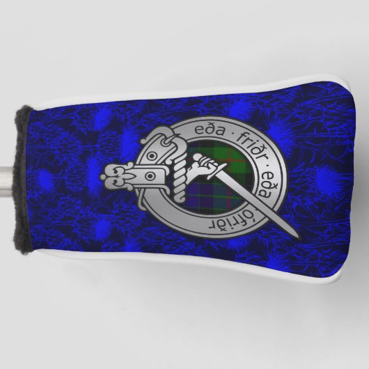 Clan Gunn Crest & Tartan op Thistle Golfheadcover (Voorkant)