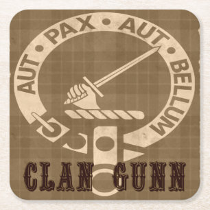 Clan Gunn Sepia Vierkante Kartonnen Onderzetter