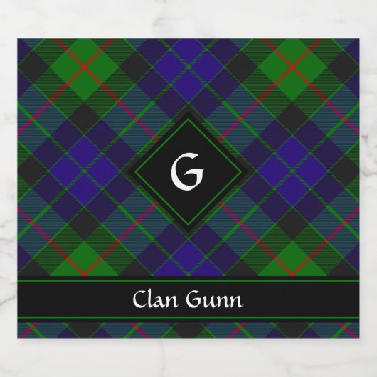 Clan Gunn Tartan Étiquette de bouteille de bière (Étiquettes simples)