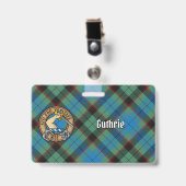 Clan Guthrie Crest over Tartan Badge (Voorkant met clip)
