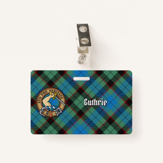 Clan Guthrie Crest over Tartan Badge (Voorkant met clip)