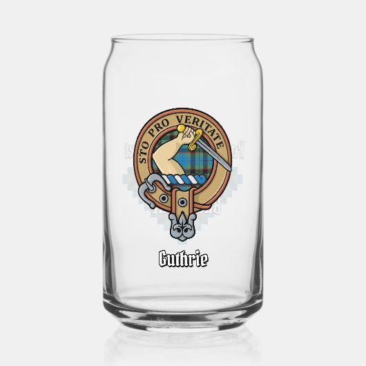 Clan Guthrie Crest over Tartan Blikvorm Glas (Voorkant)
