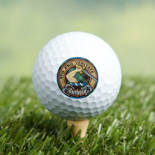 Clan Guthrie Crest over Tartan Golfballen (Insitu Shirt)