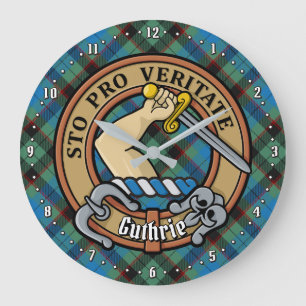 Clan Guthrie Crest over Tartan Grote Klok