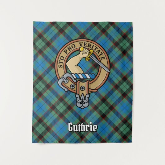 Clan Guthrie Crest over Tartan Wandkleed (Voorkant)