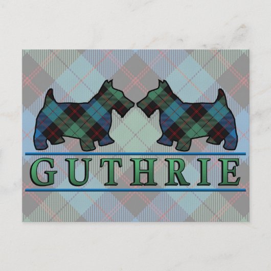Clan Guthrie Tartan Scottie Dogs Briefkaart (Voorkant)
