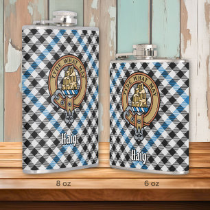 Clan Haig Crest over Check Tartan Heupfles