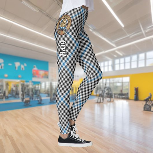 Clan Haig Crest over Check Tartan Leggings