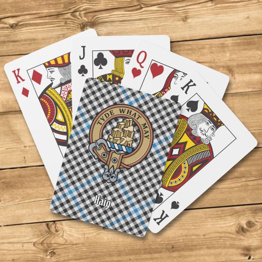 Clan Haig Crest over Check Tartan Pokerkaarten