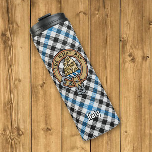 Clan Haig Crest over Check Tartan Thermosbeker
