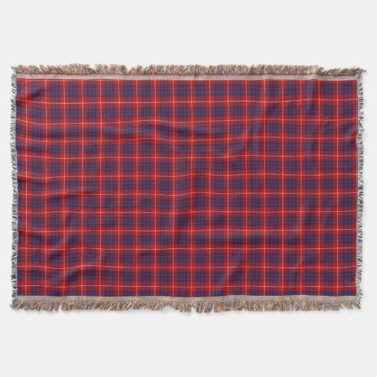 Clan Hamilton Bright Blue en Red Scottish Tartan Deken (Voorkant)