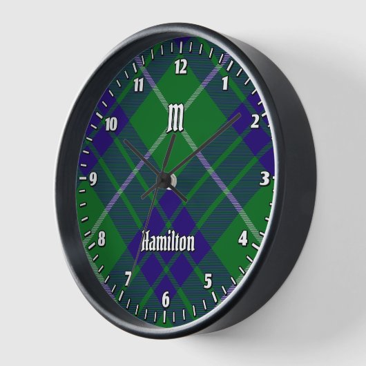 Clan Hamilton Chasse Tartan Grande Horloge (Angle)