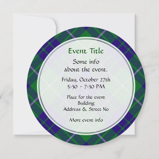Clan Hamilton Chasse Tartan Invitation (Dos)