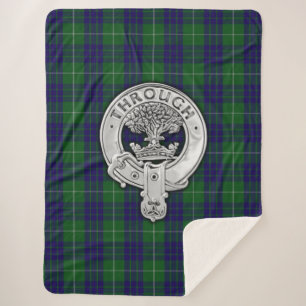 Clan Hamilton Crest & Hunting Tartan Sherpa Deken