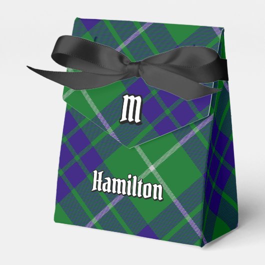 Clan Hamilton Crest over jagen Tartan Favor Box Bedankdoosjes (Voorkant Zijde)
