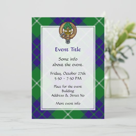 Clan Hamilton Crest over jagen Tartan Kaart (Staand voorkant)