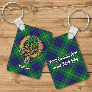 Clan Hamilton Crest over jagen Tartan Sleutelhange Sleutelhanger