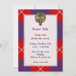Clan Hamilton Crest over Red Tartan Kaart