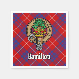 Clan Hamilton Crest over Rode Tartan Servet