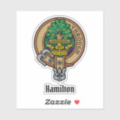 Clan Hamilton Crest sur la chasse Sticker Tartan (Feuille)