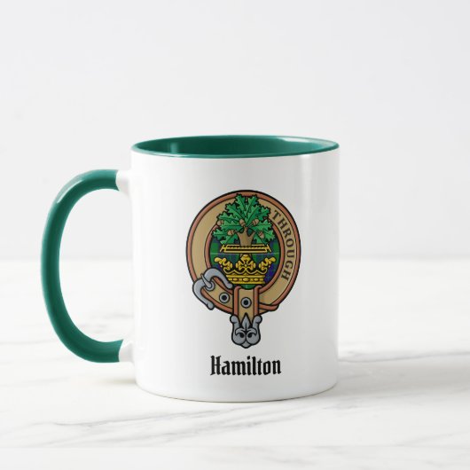 Clan Hamilton Crest sur la chasse Tartan Mug (Gauche)