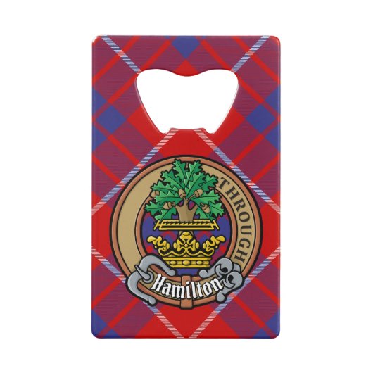Clan Hamilton Crest sur Red Tartan (Devant)