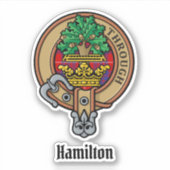 Clan Hamilton Crest sur Red Tartan Sticker (Devant)