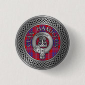 Clan Hamilton Crest & Tartan Knot Button (Voorkant)