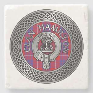 Clan Hamilton Crest & Tartan Knot Stone Onderzette Stenen Onderzetter