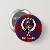 Clan Hamilton Crest & Tartan Ronde Button 5,7 Cm (Voorkant /achterkant)