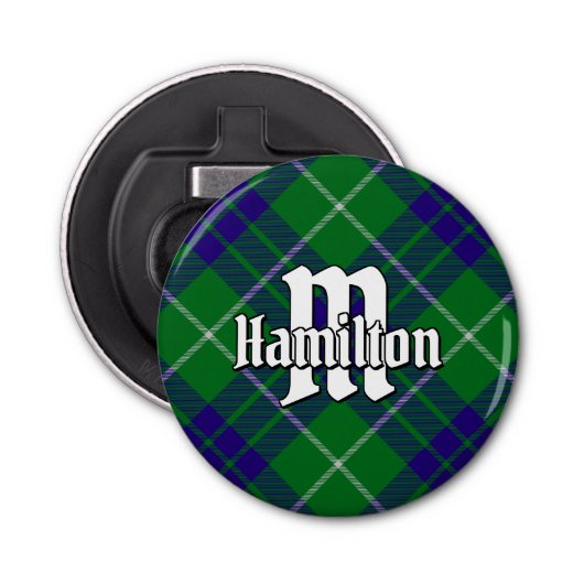Clan Hamilton Hunting Tartan Button Flesopener (Voorkant)