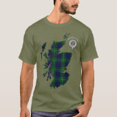 Clan Hamilton Hunting Tartan Map & Crest T-shirt (Voorkant)