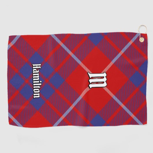 Clan Hamilton Red Tartan Golf Towel Golfhanddoek (Horizontaal)