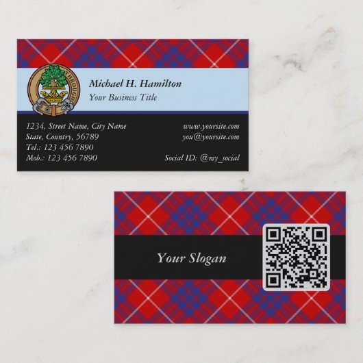 Clan Hamilton Red Tartan Visitekaartje (Voorkant / Achterkant)