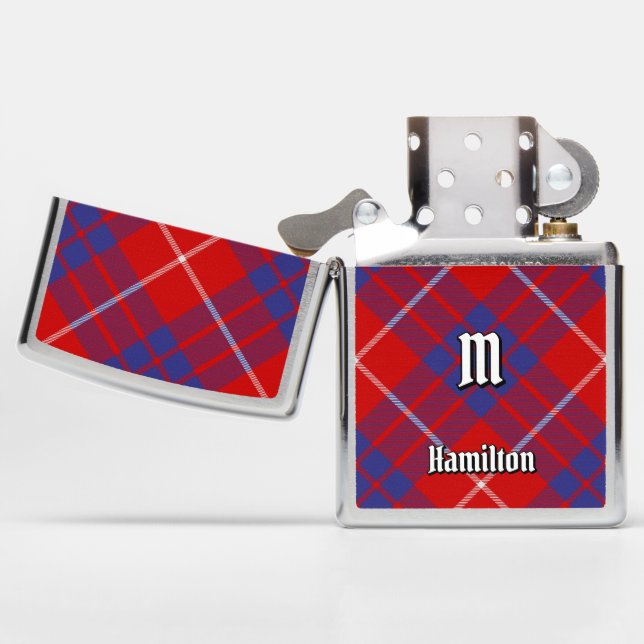 Clan Hamilton Red Tartan Zippo Lighter (Geopend)