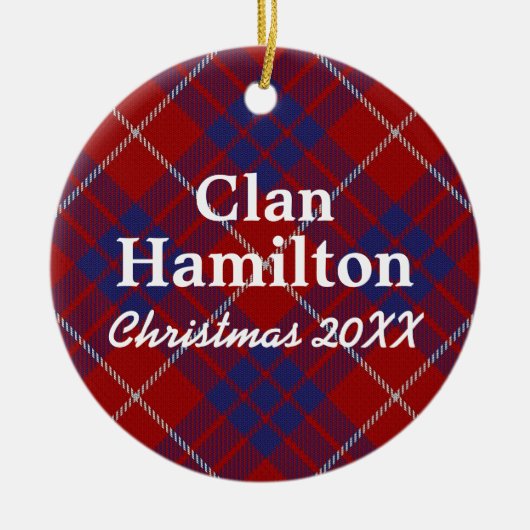 Clan Hamilton Scottish Tartan Keramisch Ornament (Voorkant)