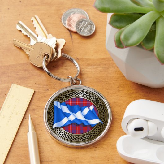 Clan Hamilton Tartan Knot & Flag Sleutelhanger (Bureau)