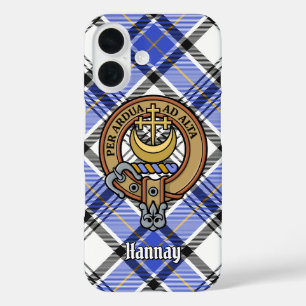 Clan Hannay Crest over Tartan iPhone 16 Hoesje