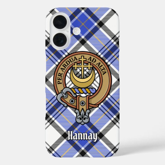 Clan Hannay Crest over Tartan Case-Mate iPhone Case (Achterkant)