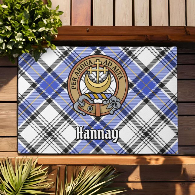 Clan Hannay Crest over Tartan Deurmat (Creator heeft geüpload)