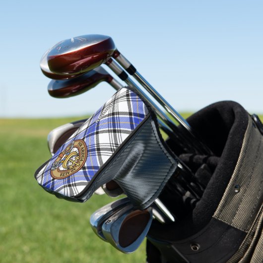 Clan Hannay Crest over Tartan Golfheadcover (Insitu)
