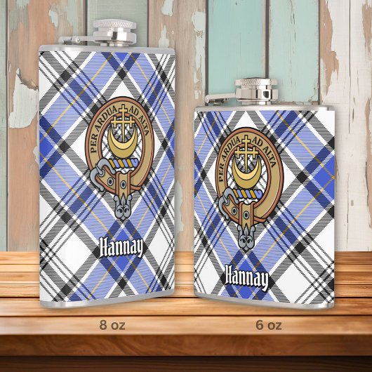 Clan Hannay Crest over Tartan Heupfles
