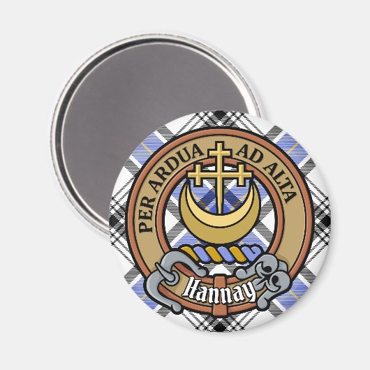 Clan Hannay Crest over Tartan Magneet (Voorkant / Achterkant)