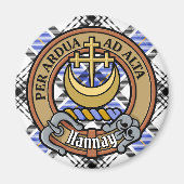 Clan Hannay Crest over Tartan Magneet (Voorkant)