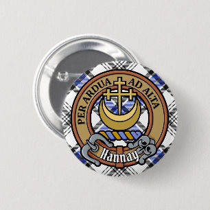 Clan Hannay Crest over Tartan Ronde Button 5,7 Cm