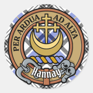 Clan Hannay Crest over Tartan Ronde Sticker