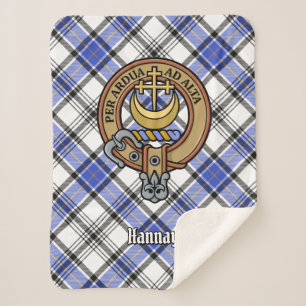 Clan Hannay Crest over Tartan Sherpa Deken
