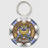 Clan Hannay Crest over Tartan Sleutelhanger (Voorkant)