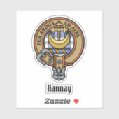 Clan Hannay Crest over Tartan Sticker (Vel)