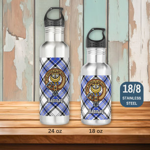 Clan Hannay Crest over Tartan Waterfles
